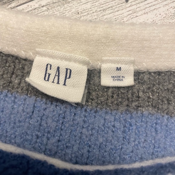 GAP Multi-color stripe sweater Blue, gray, white Wool Alpaca blend Size M - Picture 4 of 7